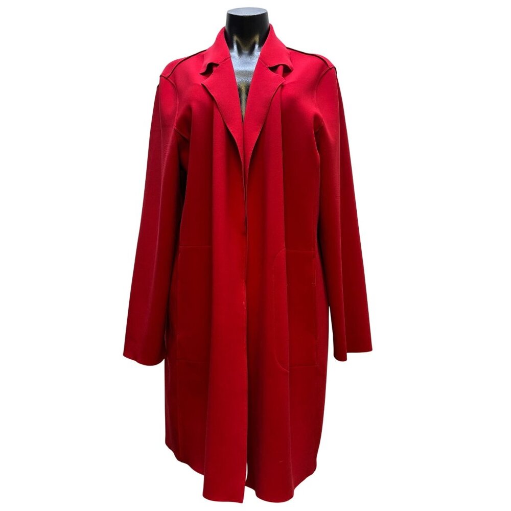 Chicos Travelers Red Knit Open Front Coat Size 3/XL